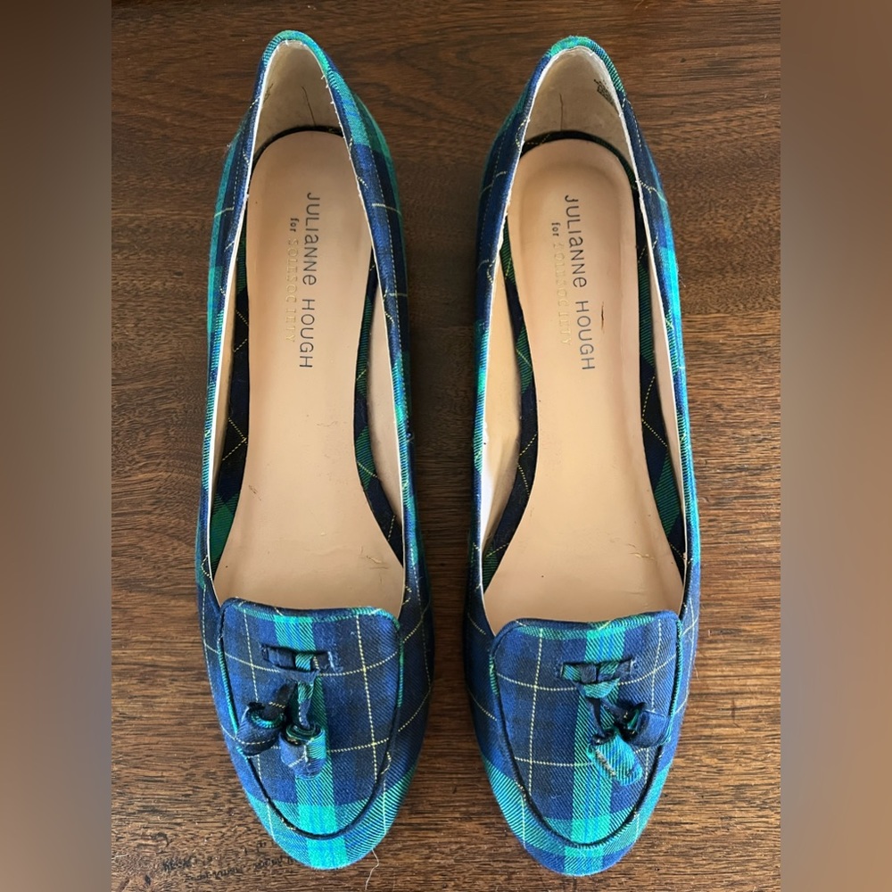 Blue Plaid Flats
